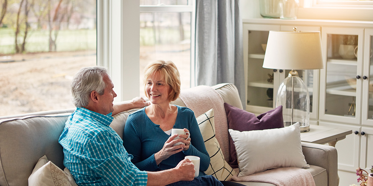 Older couple on sofa