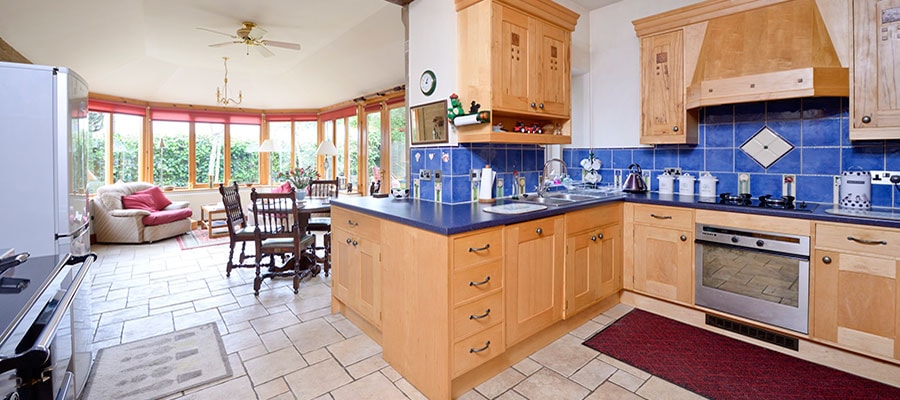 Kitchen and sunroom at Beech House